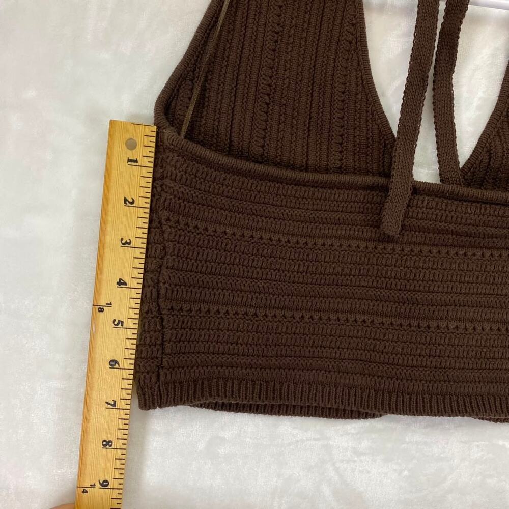 Garage Women's Plunge Neckline Crochet Halter Top Sz G/L - Picture 7 of 7